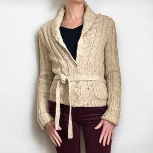 American Eagle Outfitters wool blend ribbed knit shawl collar belted cardigan